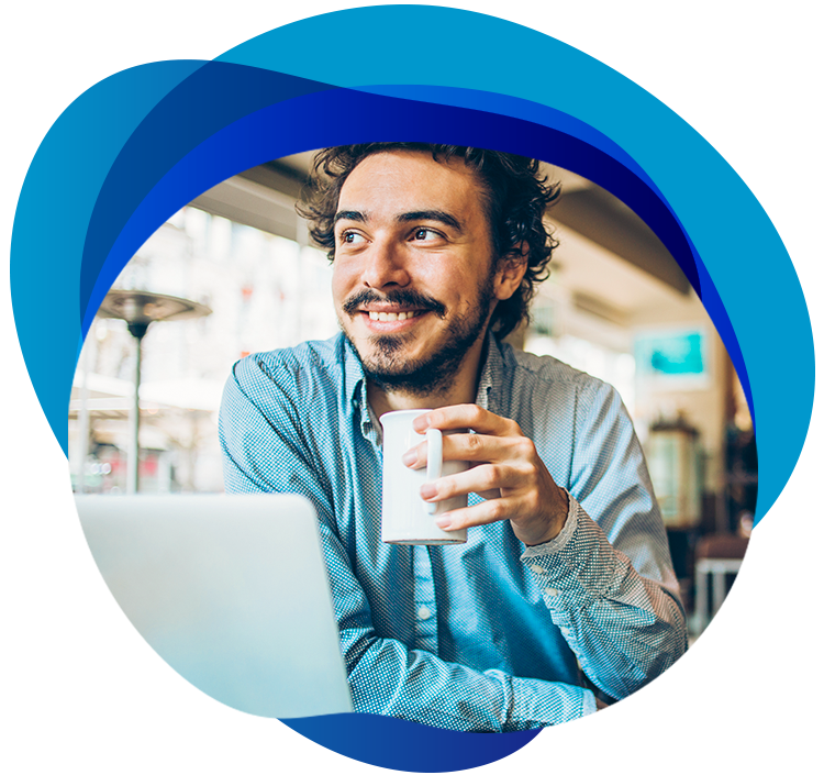 Student studying online with laptop